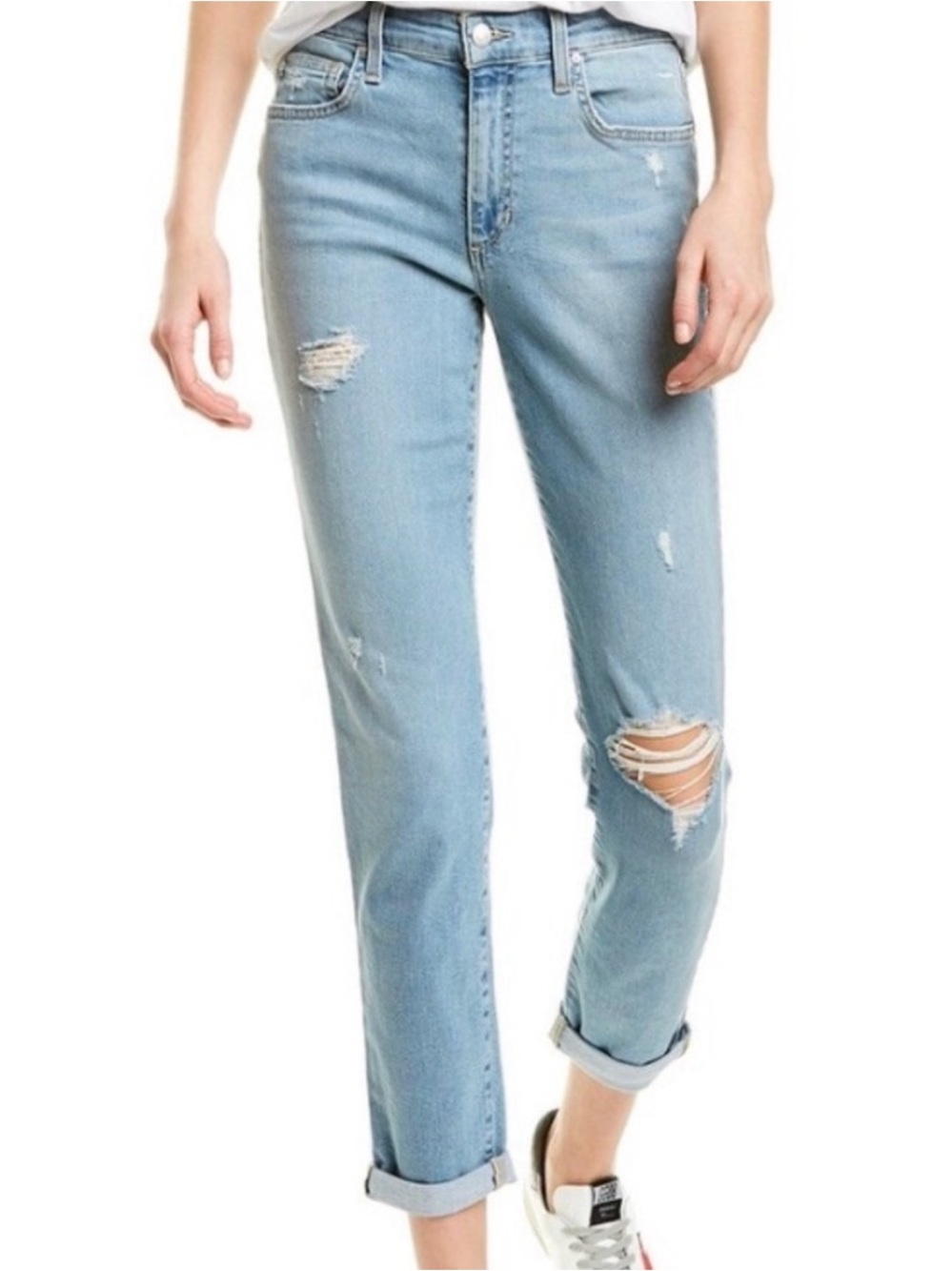 Joe's Jeans Boyfriend Slim Ankle Distressed Slim Straight Jeans - Light Blue 25
